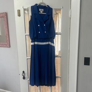 Elegant vintage Blue Sleeveless Dress